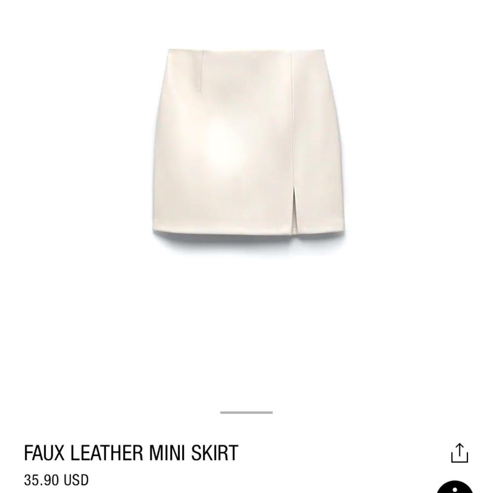 Cream Zara Min Faux Leather Skirt